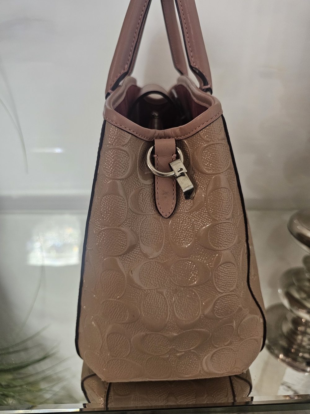 Coach Margot Carryall Signature Patent Leather Satchel - Blush Pink - Picture 2 of 6